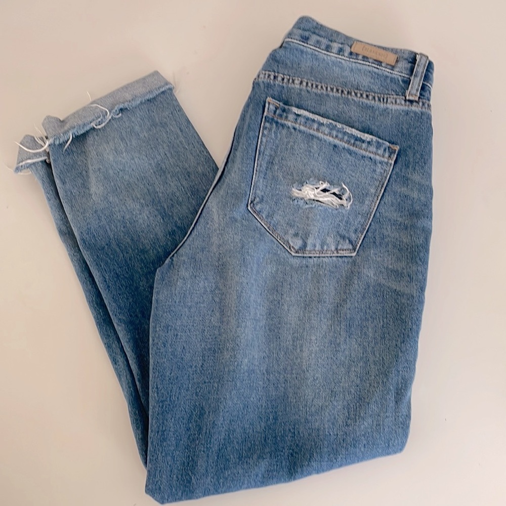 28 Blank NYC The Rivington High-Rise Tapered Distressed Raw Hem Jeans